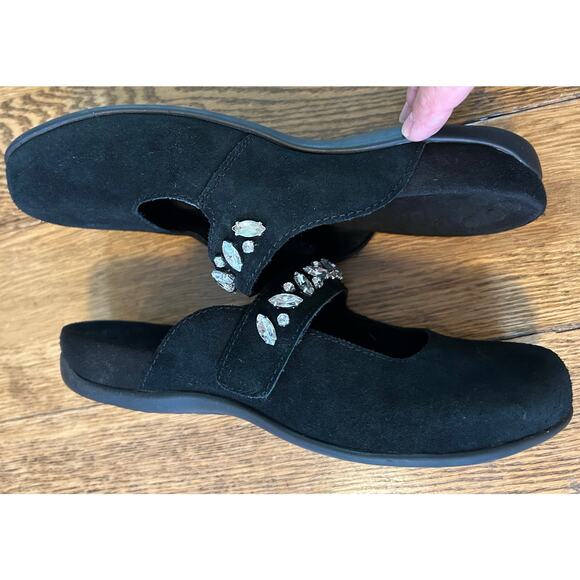 Vionic Jenelle Black Suede Bejeweled Mary Jane Mule Comfort Clog Sz 8 Dressy - Picture 3 of 8